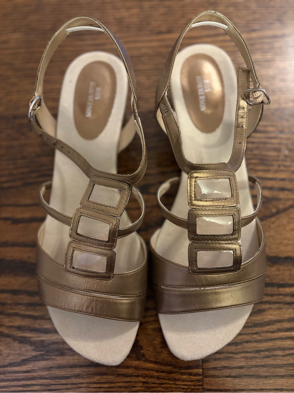 Ros Hommerson Women's Metallic Gold Slingback Sandals - Elegant Strappy Heels